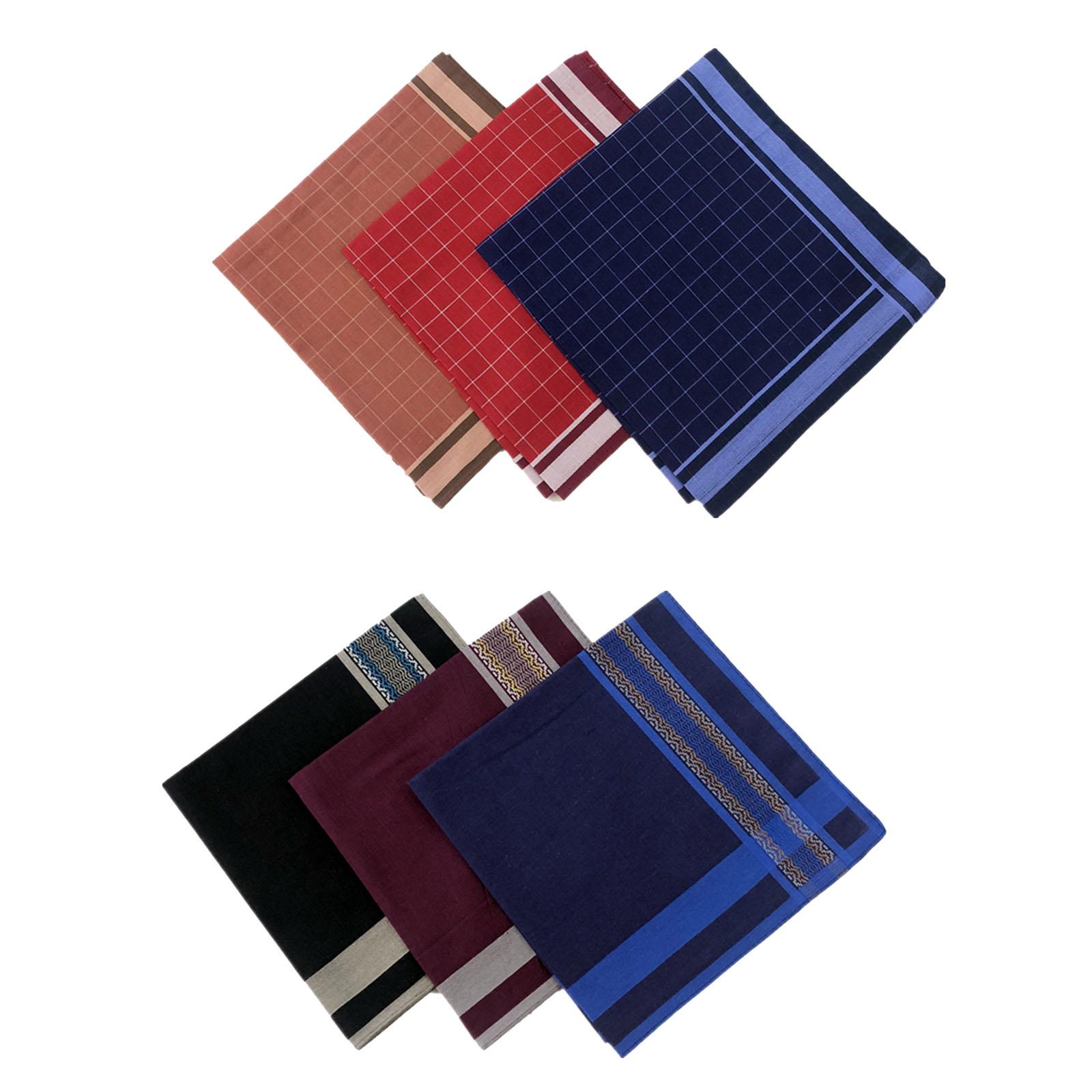 Handkerchief Cotton Men - 6 Stück dunkle karierte Taschentücher, weiche