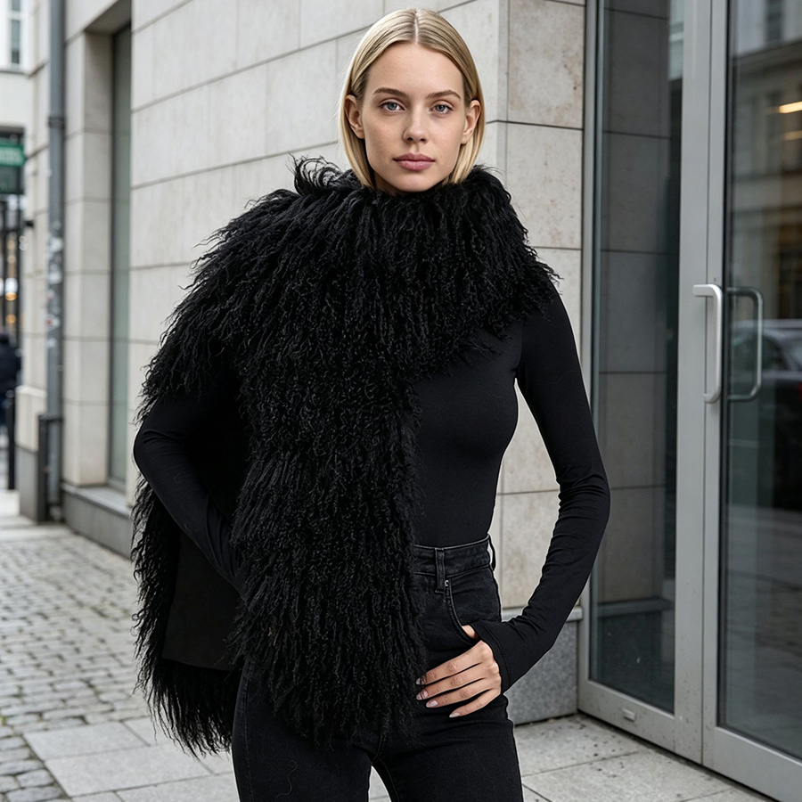 Langer, brauner Schal aus mong – Stole Wedding Shawl Bewertung und Preis