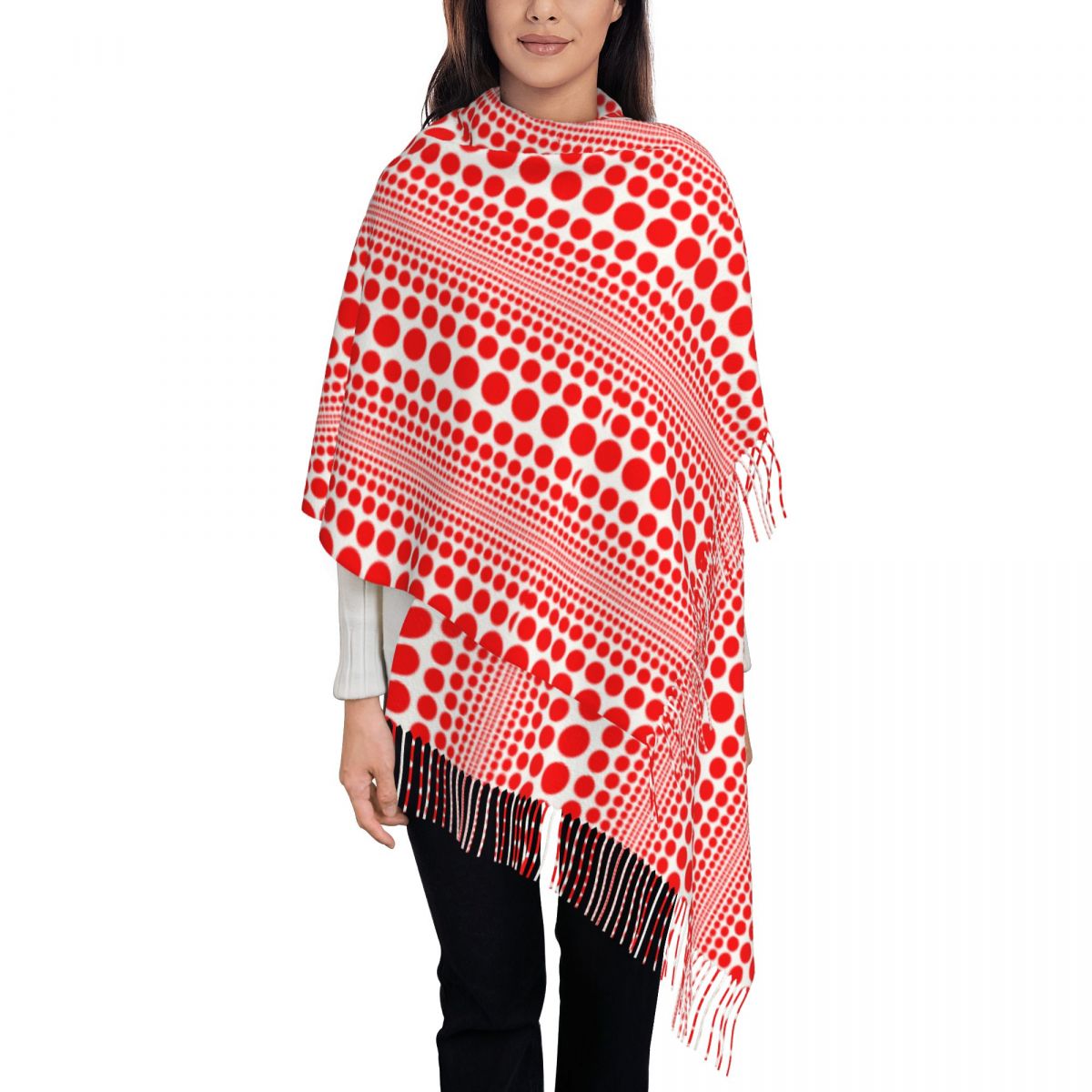 Roter Infinity-Polka-Dot-Schal – Infinity Scarf Knit Bewertung und Preis